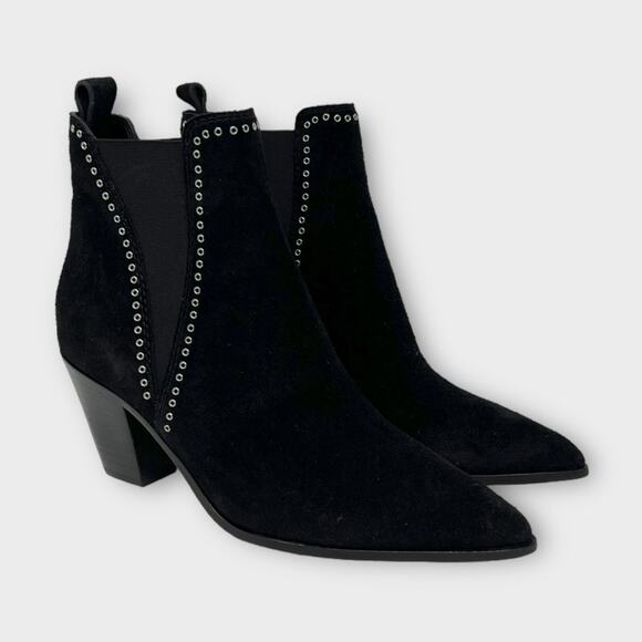 PAIGE Lauren Grommet Suede Ankle Boots In Black Size 6 - Picture 1 of 9